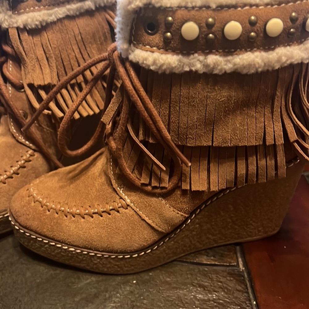 Sz 6 suede sam Eldernan wedges - Picture 2 of 11